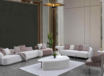 Sofa set Large sofa upholstered sofa fabric sofa pink three-seater set 4 pieces